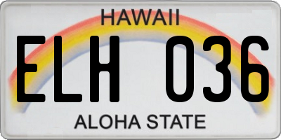 HI license plate ELH036