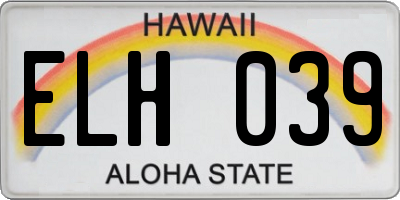 HI license plate ELH039