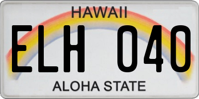 HI license plate ELH040