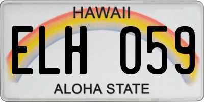 HI license plate ELH059