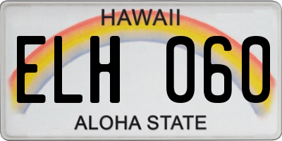 HI license plate ELH060