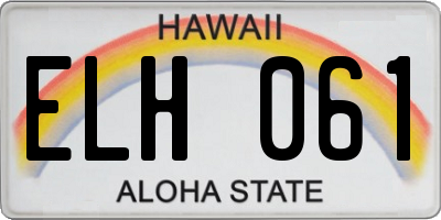 HI license plate ELH061