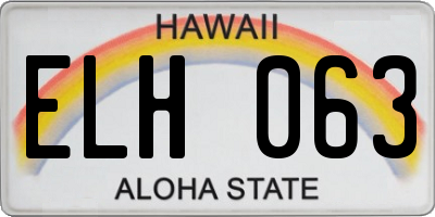 HI license plate ELH063