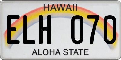HI license plate ELH070