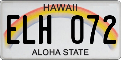 HI license plate ELH072