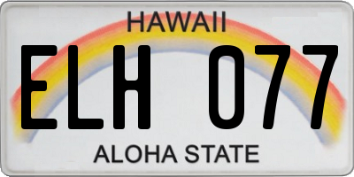 HI license plate ELH077