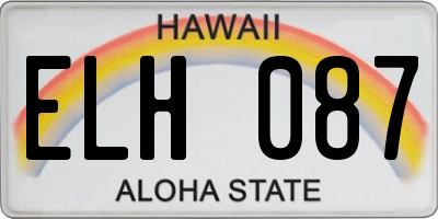 HI license plate ELH087