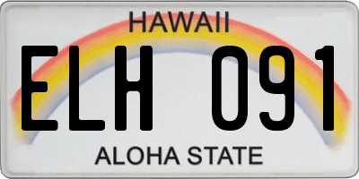 HI license plate ELH091