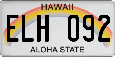 HI license plate ELH092