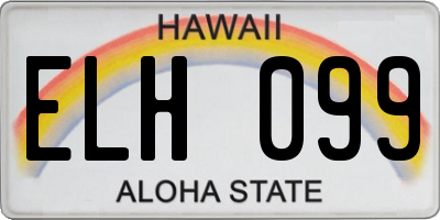 HI license plate ELH099