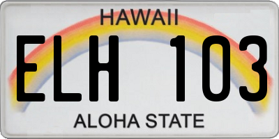 HI license plate ELH103