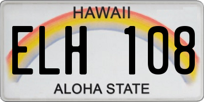 HI license plate ELH108