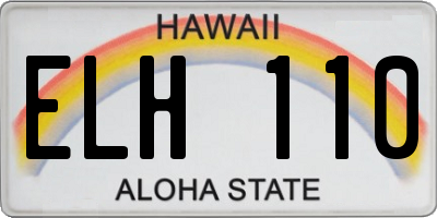 HI license plate ELH110