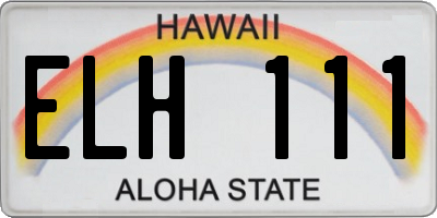 HI license plate ELH111