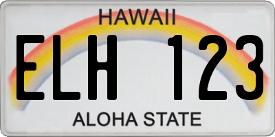 HI license plate ELH123