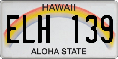 HI license plate ELH139