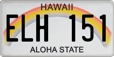 HI license plate ELH151