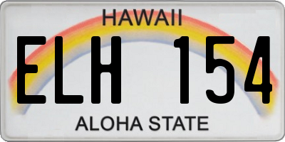 HI license plate ELH154