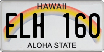 HI license plate ELH160
