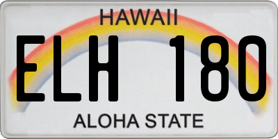 HI license plate ELH180
