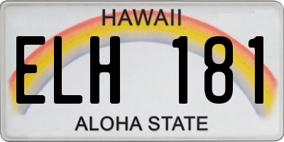 HI license plate ELH181