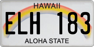 HI license plate ELH183