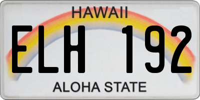 HI license plate ELH192