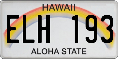 HI license plate ELH193