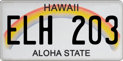 HI license plate ELH203