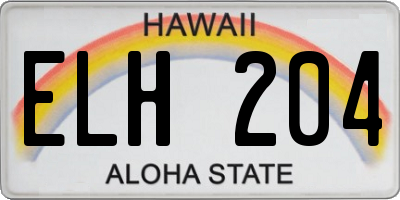 HI license plate ELH204