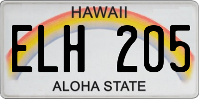 HI license plate ELH205