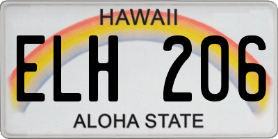 HI license plate ELH206