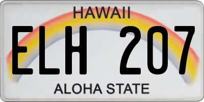 HI license plate ELH207