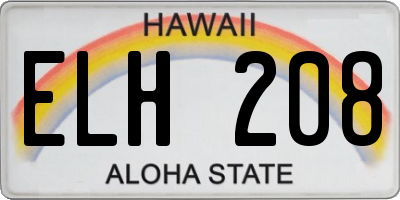HI license plate ELH208
