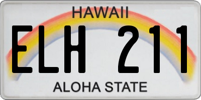 HI license plate ELH211