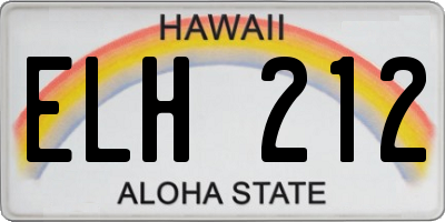 HI license plate ELH212