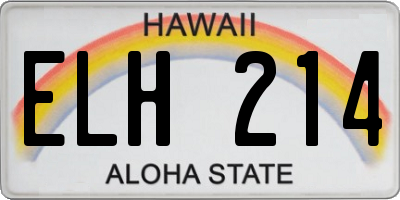 HI license plate ELH214