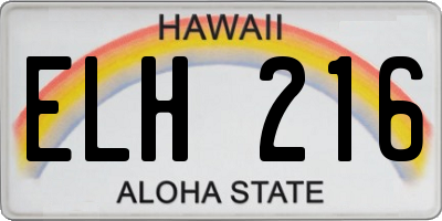 HI license plate ELH216