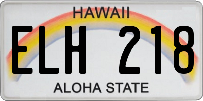 HI license plate ELH218