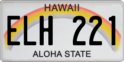 HI license plate ELH221