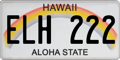HI license plate ELH222
