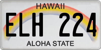 HI license plate ELH224