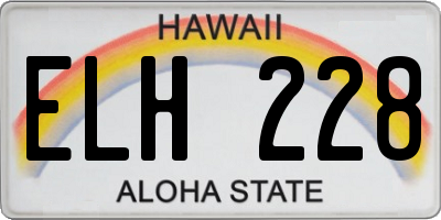 HI license plate ELH228