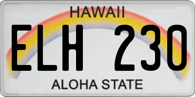 HI license plate ELH230