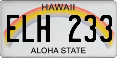 HI license plate ELH233