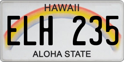 HI license plate ELH235