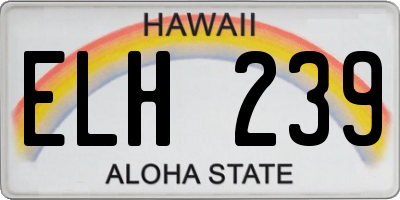 HI license plate ELH239