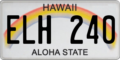 HI license plate ELH240