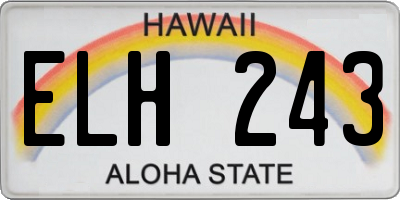 HI license plate ELH243