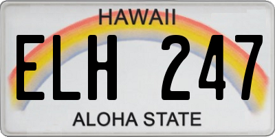 HI license plate ELH247